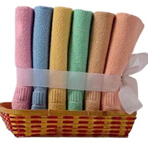 Aavanya Home / Cotton Hand Towel 450 GSM / Multicolour Ultra Soft / Super Absorbent (Set of 6)